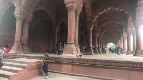 नई दिल्ली, भारत, 11 नवंबर, 2019 को, पर्यटक चमकते सूरज से छिपते हैं — स्टॉक वीडियो