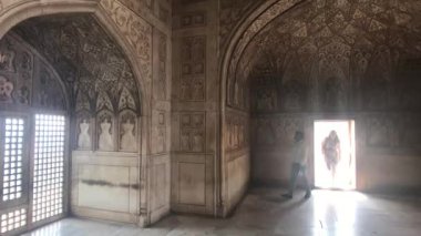 Agra, India, November 10, 2019, Agra Fort, tourists walk inside the temple