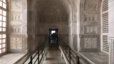 Agra, India, November 10, 2019, Taj Mahal, tourists walk through the interior