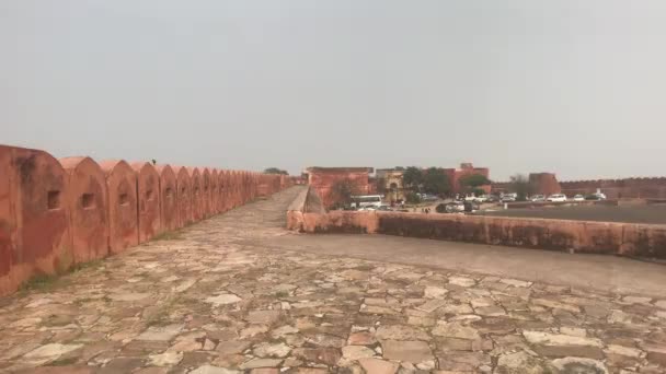 Jaipur, India - ancient walls of the fort and view of the mountains from a height part 5 — 비디오