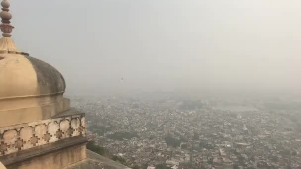 Jaipur, Hindistan - Eski tarihi kalenin 18. bölümünün üstünden görüntü — Stok video