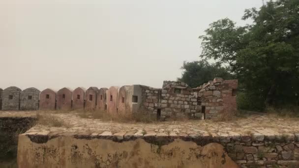 Jaipur, India - defensive structures on a high mountain part 6 — 비디오