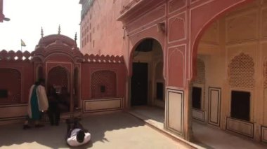 Jaipur, India - November 04, 2019: Hawa Mahal tourists see the sights of the old palace part 2