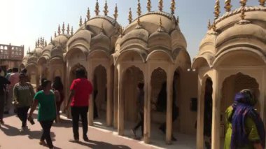 Jaipur, India - November 04, 2019: Hawa Mahal tourists walk through the corridors of the building part 10