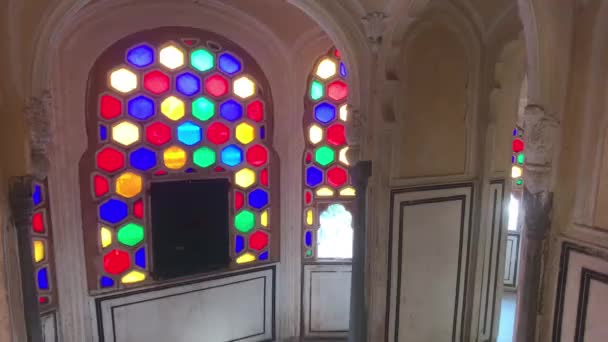 Jaipur, India - interior rooms of the historic palace part 6 — Stok video