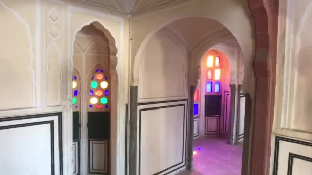 Jaipur, India - interieur kamers van het historische paleis deel 2 — Stockvideo