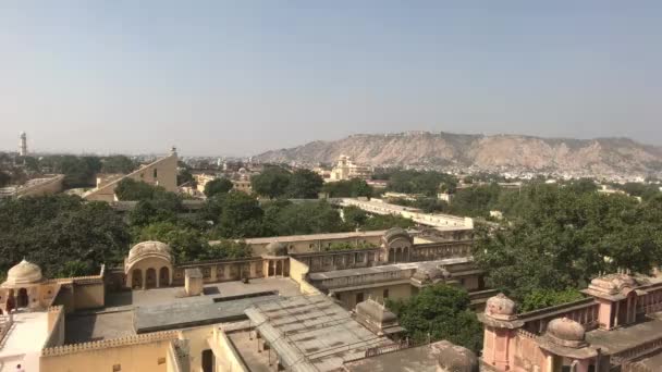 Jaipur, Indie - Pohled na město z výšky starého paláce část 3 — Stock video