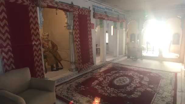 Удайпур, Індія - Інтер "єр міського палацу 23 — стокове відео