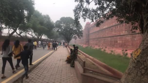Neu Delhi, Indien, 11. November 2019, Touristen gehen entlang der Straße der Altstadt — Stockvideo