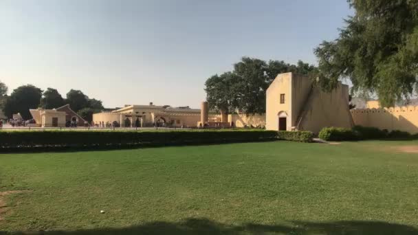 Jaipur, India - green lawn with neat bushes — 비디오