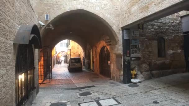 Jeruzsálem, Izrael - az esti város gyönyörű utcái 10. rész — Stock videók