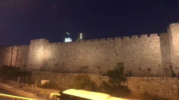 Jerusalem, Israel - beautiful streets of the evening city — Stockvideo