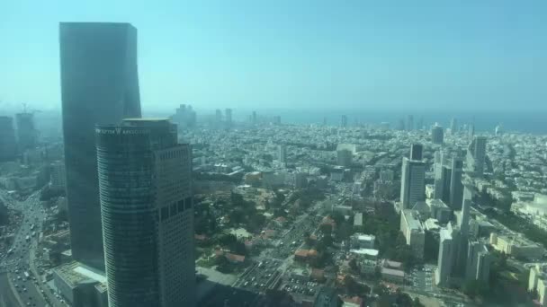 Тель-Авив, Израиль - Вид на город с высоты небоскреба часть 4 — стоковое видео
