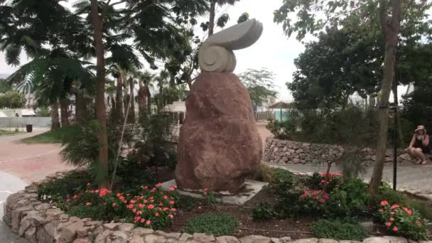 以色列，埃拉特- -花坛上的石头原件 — 图库视频影像