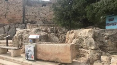 Ajloun, Ürdün - tarihi kalenin taş duvarları bölüm 2