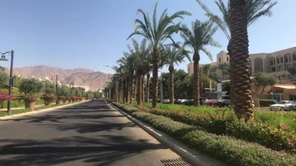 Aqaba, Jordánsko - pohled na hory z ulice část 3 — Stock video