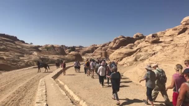 Petra, Jordania - 17 de octubre de 2019: los turistas se mueven en la carretera parte 3 — Vídeo de stock