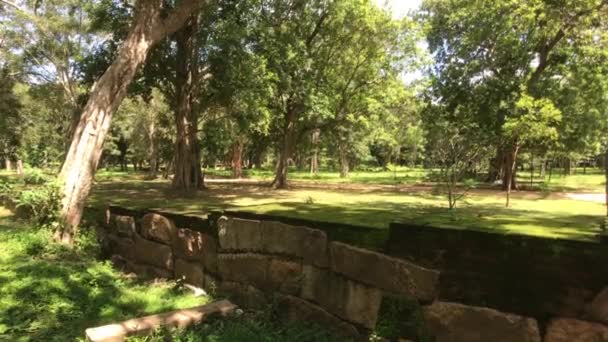 Anuradhapura, Sri Lanka, vy över muren och ruinerna i Royal Park — Stockvideo