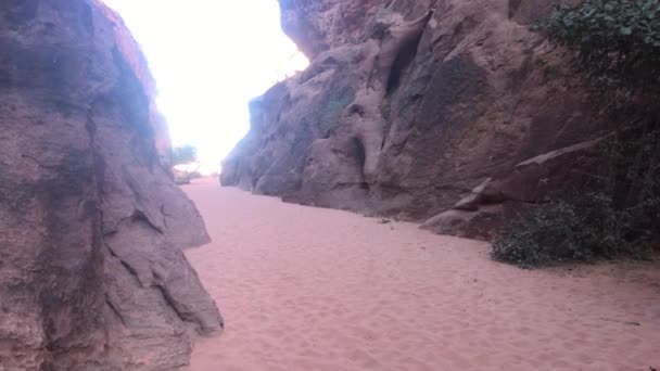 Вади-Рам, Иордания - причудливые скалы, созданные временем в пустыне, часть 13 — стоковое видео
