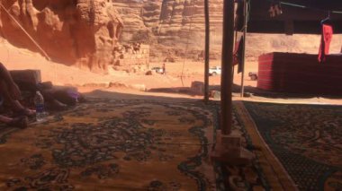 Wadi Rum, Jordan - October 17, 2019: tourists explore the mysteries of the red desert part 10