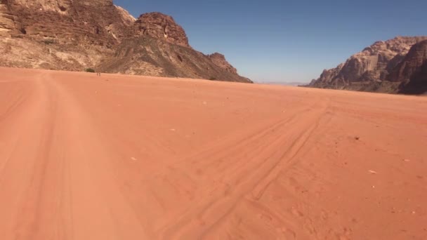 Wadi Rum, Jordan - Jeep safari in the desert with red sand part 1 — стокове відео