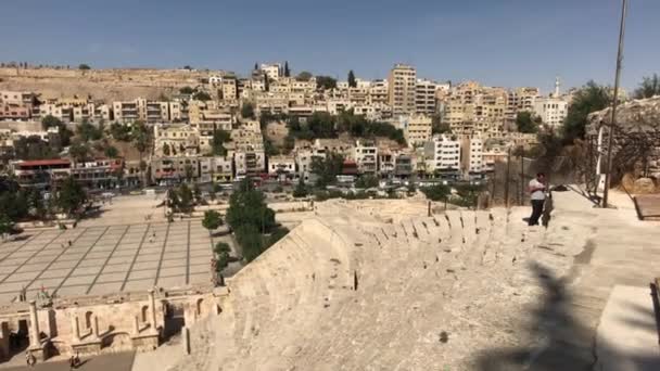 Amman, Jordan - View of the old town from the height of the amphitheatre part 3 — Stock video