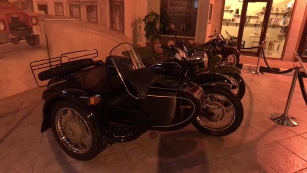 Amman, Jordan - October 20, 2019: Royal Automobile museum vintage motorcycle from the family collection part 15 — Stock video
