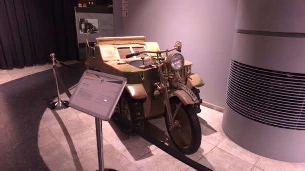 Amman, Jordan - October 20, 2019: Royal Automobile museum vintage motorcycle from the family collection part 10 — Stok video