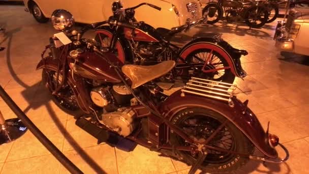 Amman, Jordan - October 20, 2019: Royal Automobile museum vintage motorcycle from the family collection part 13 — Stok video