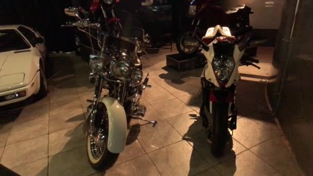 Amman, Jordan - October 20, 2019: Royal Automobile museum classic motorcycles of the famous family — Stock video