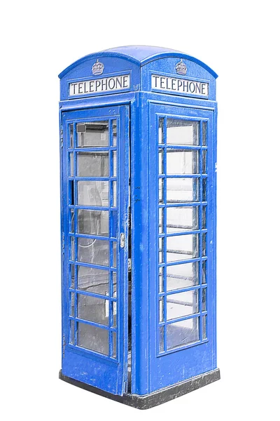 Classic British blue phone booth in London UK — Stock Photo, Image