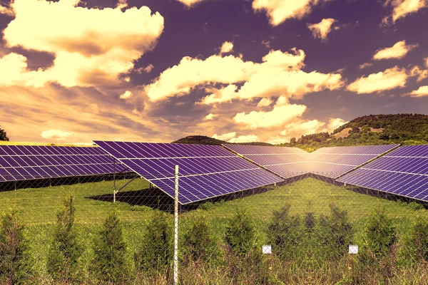 Paneles solares al atardecer —  Fotos de Stock