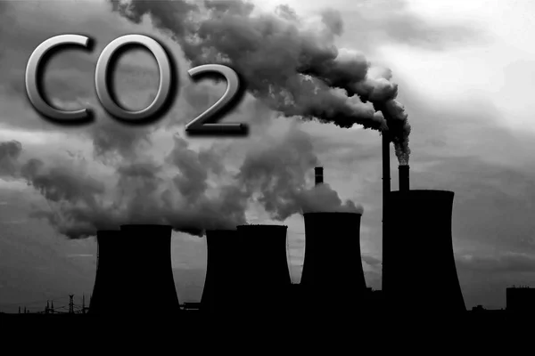 Дим димоходу, що пише CO2 в небі — стокове фото