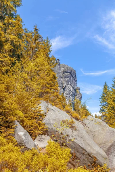 Rocas en el Parque Nacional de Adrspach-Teplice Rocas - República Checa, en otoño — Foto de Stock