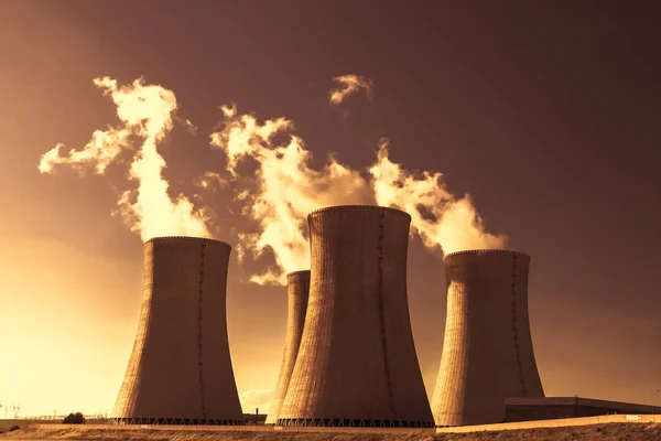 Atomkraftwerk Dukovany Bei Sonnenuntergang Der Tschechischen Republik Europa — Stockfoto