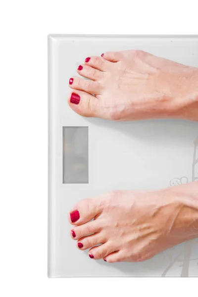 Female Feet Personal Scales Obesity Diet Concept — Stock Photo, Image