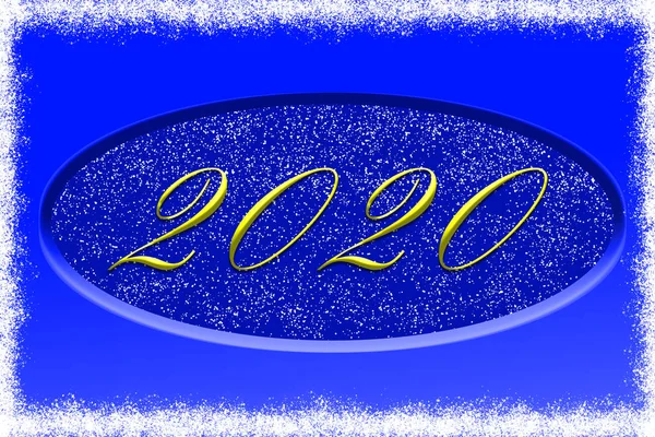 2020 Happy New Year card template on blue background.