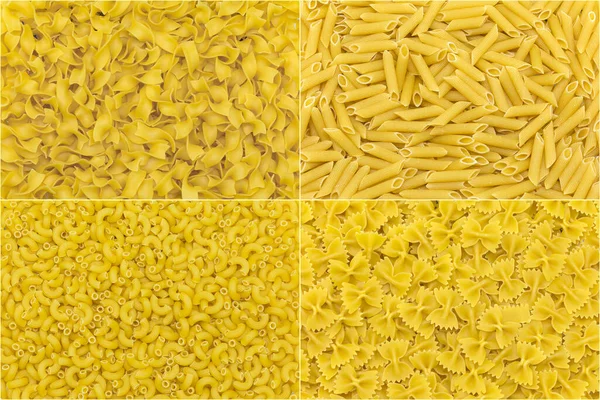 Noedels Pasta Van Verschillende Soorten Als Achtergrond — Stockfoto