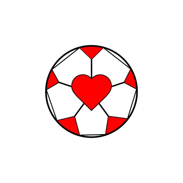 Piłka nożna z czerwonym sercem na białym tle — Wektor stockowy