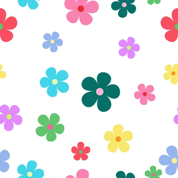 Seamless pattern of colorful flowers — Stock Vector