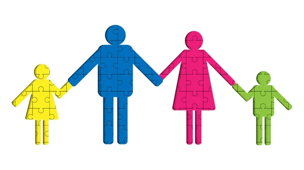 renkli yapboz arka planı ve aile sembolü 