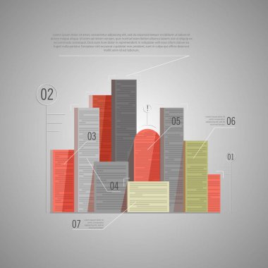 Düz bir kasaba. Infographics binalar üzerinde.