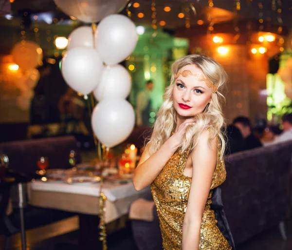 Party people concept. Emotive portrait of happy and lovely elegant woman and man  in restaurant. Styllish clothing and perfect haircut. Indoor shot