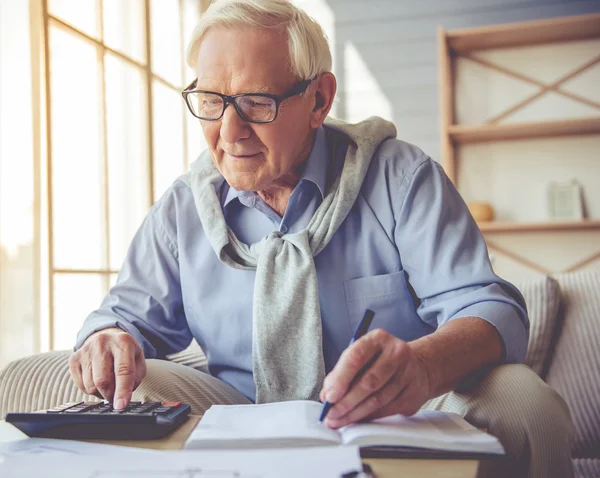 Handsome old man at home — Stock Photo, Image