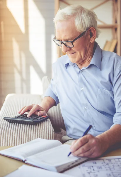 Handsome old man at home — Stock Photo, Image