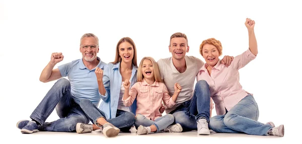 Lykkelig stor familie – stockfoto