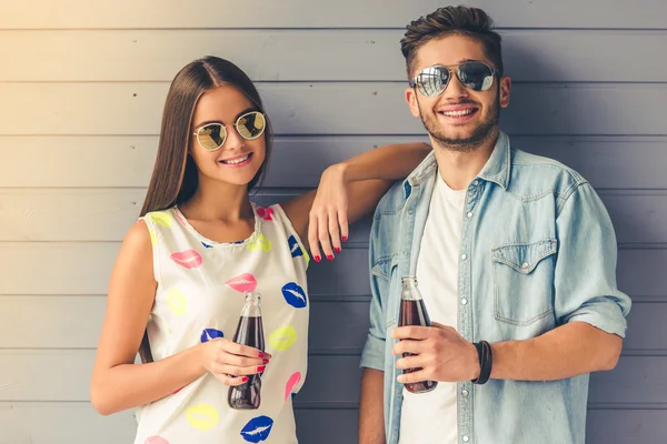 Stylish teenage couple — Stock Photo, Image