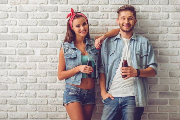 Stylish teenage couple — Stock Photo, Image