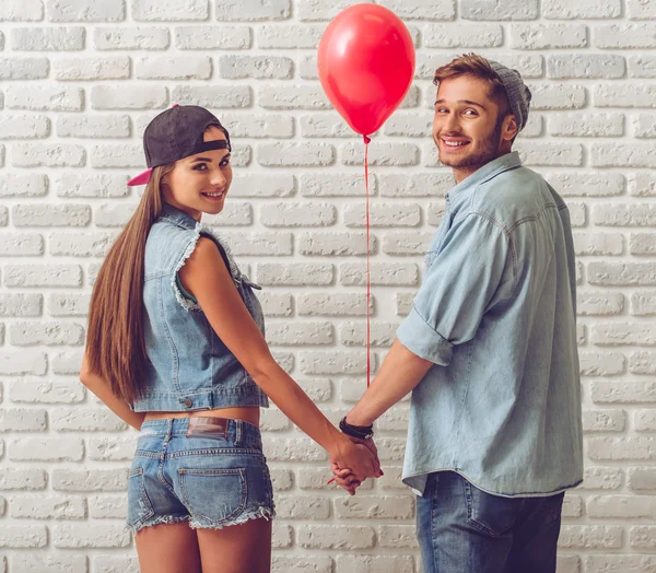 Stylish teenage couple — Stock Photo, Image