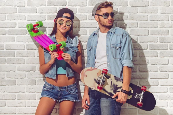 Stylish teenage couple — Stock Photo, Image